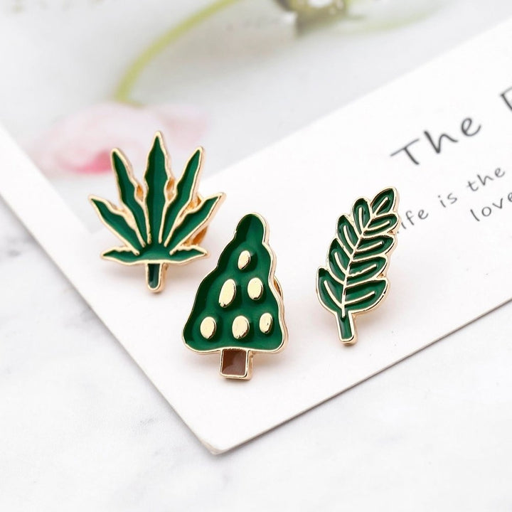 Men Women Green Tree Leaf Enamel Brooch Pin Breastpin Scarf Hat Jewelry Gift Image 4