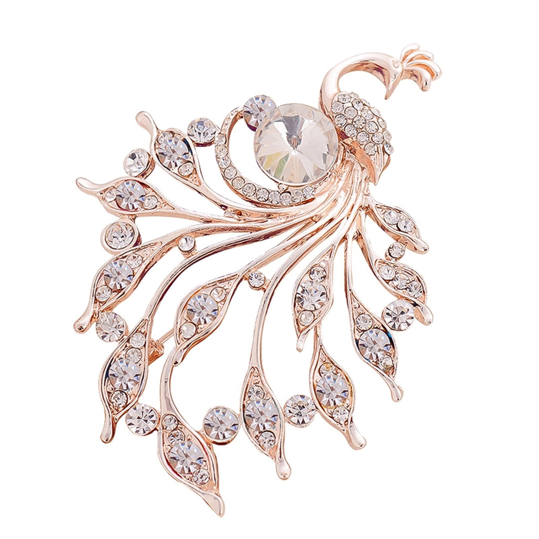 Women Peacock Shape Rhinestone Inlaid Brooch Pin Breastpin Collar Hat Jewelry Image 11