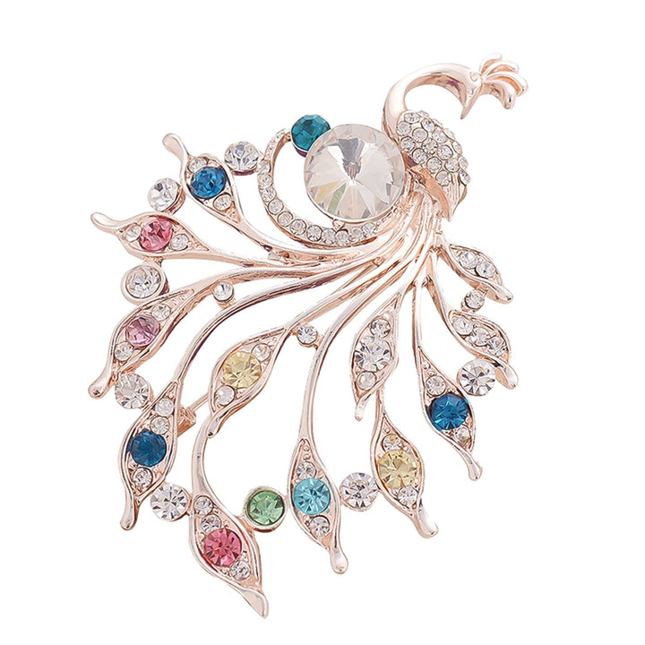 Women Peacock Shape Rhinestone Inlaid Brooch Pin Breastpin Collar Hat Jewelry Image 12