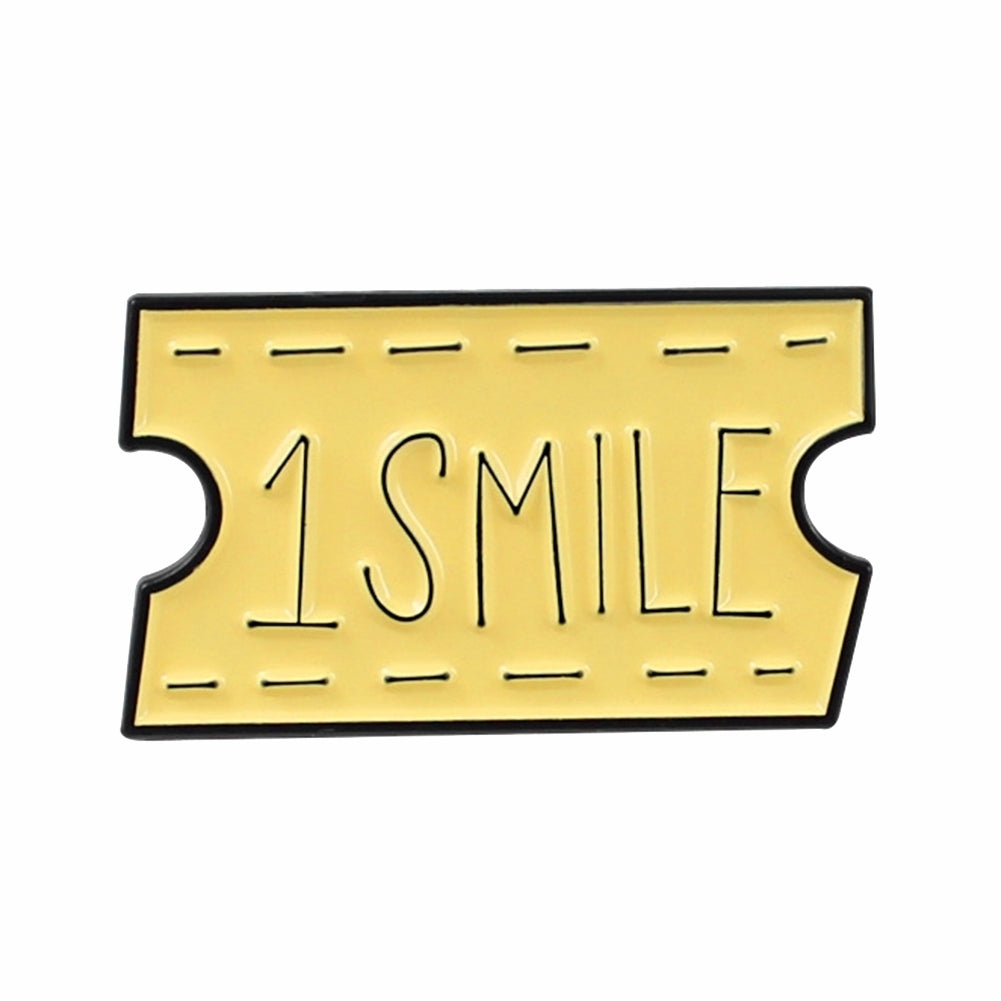 Women SMILE HUG KISS Letter Movie Ticket Enamel Brooch Pin Collar Badge Jewelry Image 3