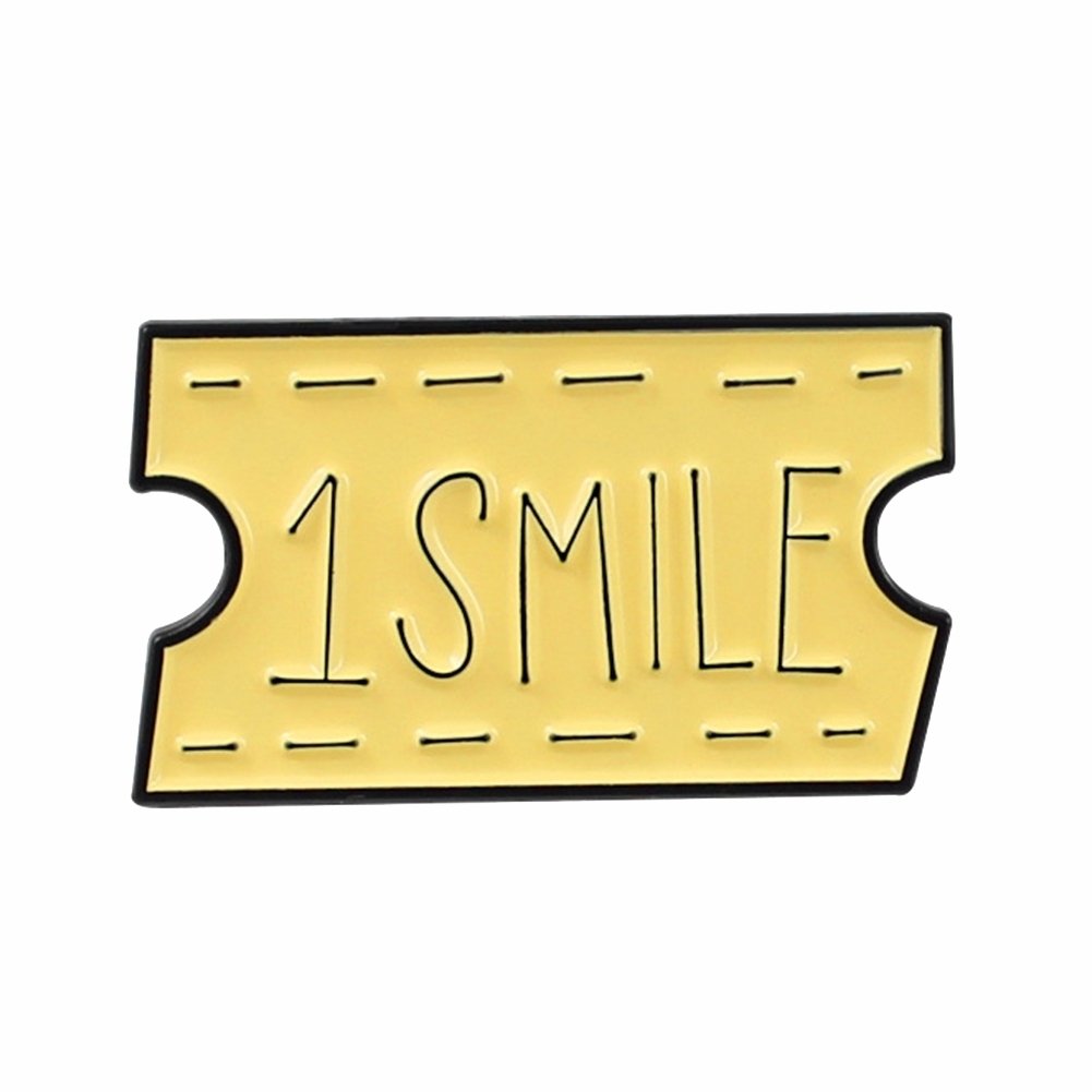 Women SMILE HUG KISS Letter Movie Ticket Enamel Brooch Pin Collar Badge Jewelry Image 1