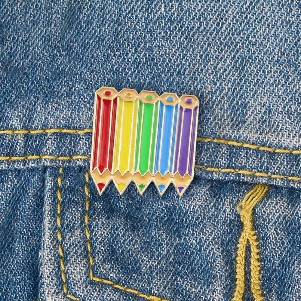 Cartoon Multicolored Pencils Badge Collar Lapel Brooch Pin Jewelry Decor Gift Image 1