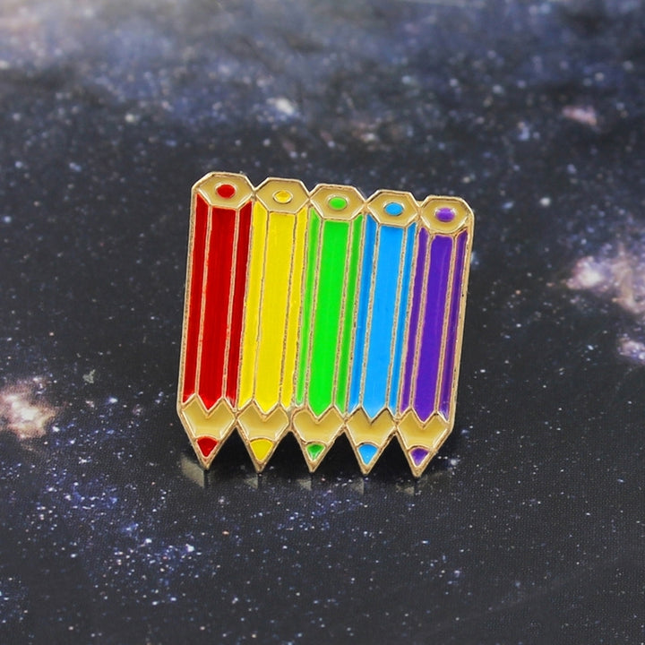 Cartoon Multicolored Pencils Badge Collar Lapel Brooch Pin Jewelry Decor Gift Image 2