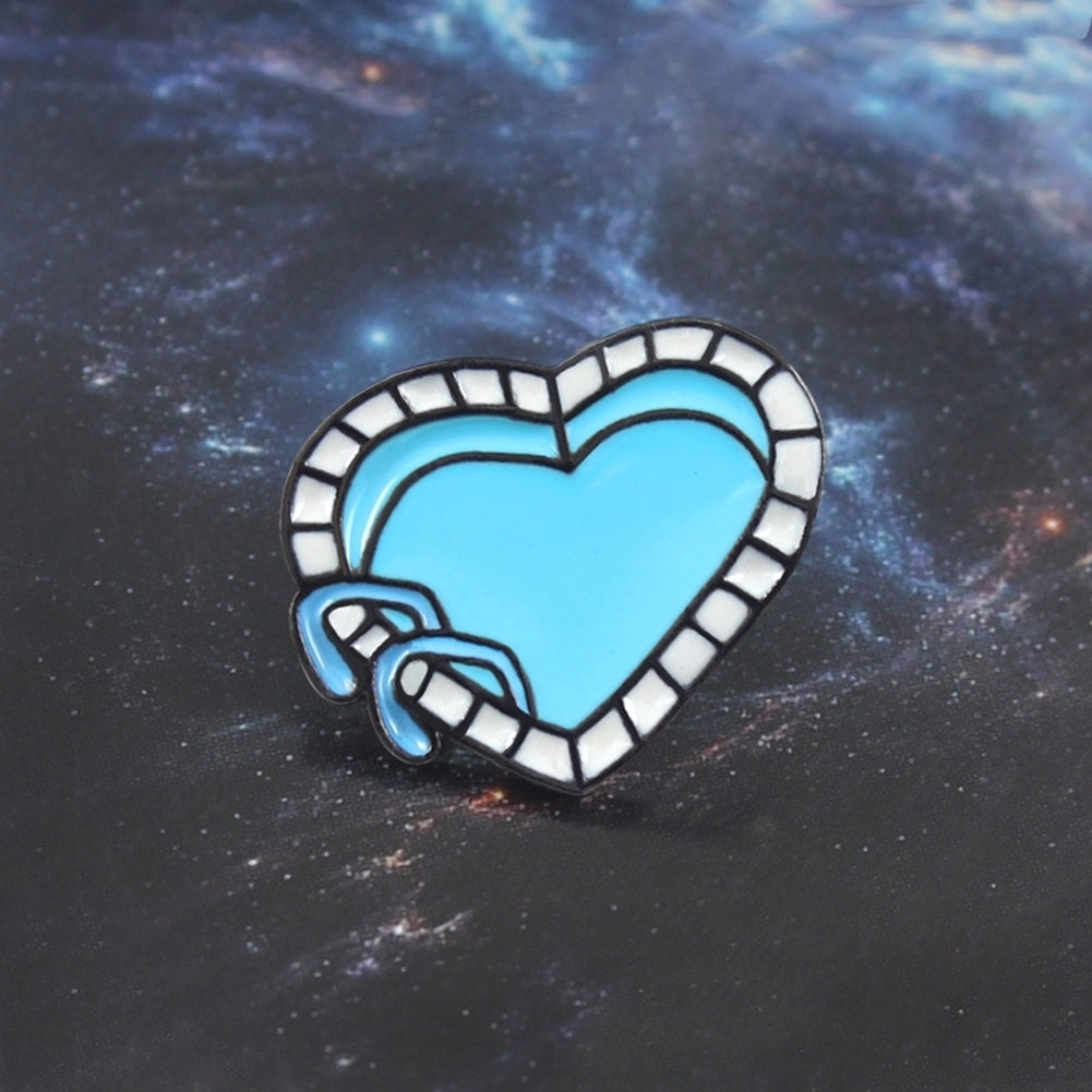 Cartoon Enamel Love Heart Swimming Pool Badge Collar Lapel Brooch Pin Jewelry Image 3