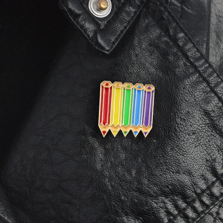 Cartoon Multicolored Pencils Badge Collar Lapel Brooch Pin Jewelry Decor Gift Image 3