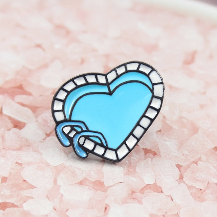 Cartoon Enamel Love Heart Swimming Pool Badge Collar Lapel Brooch Pin Jewelry Image 4