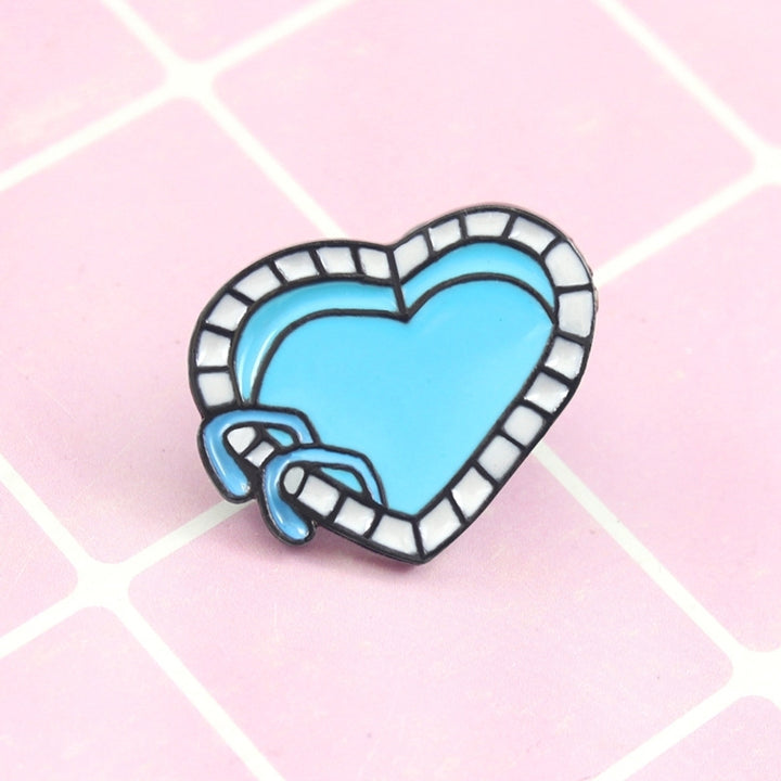 Cartoon Enamel Love Heart Swimming Pool Badge Collar Lapel Brooch Pin Jewelry Image 4