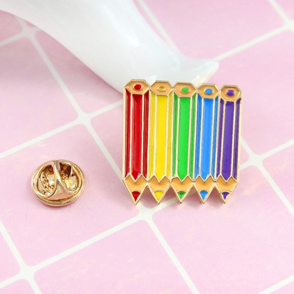 Cartoon Multicolored Pencils Badge Collar Lapel Brooch Pin Jewelry Decor Gift Image 4