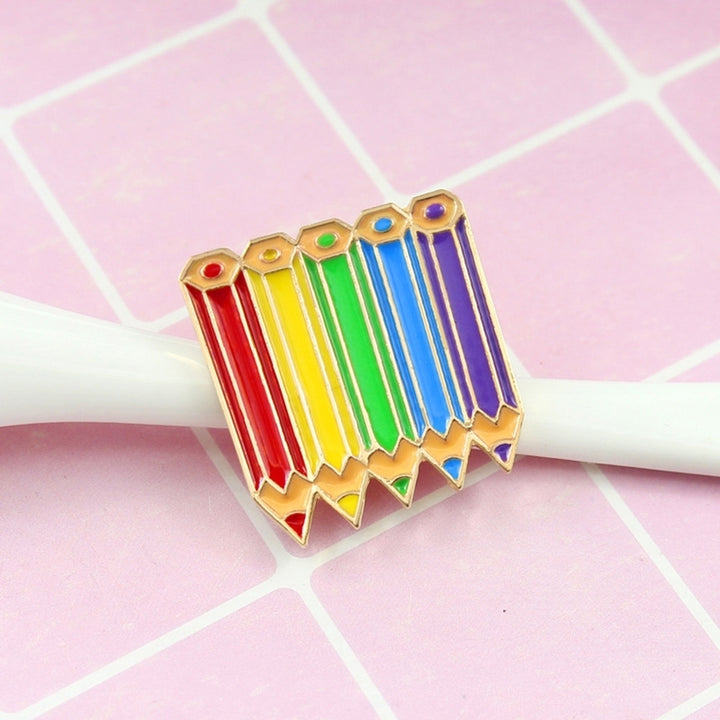 Cartoon Multicolored Pencils Badge Collar Lapel Brooch Pin Jewelry Decor Gift Image 6