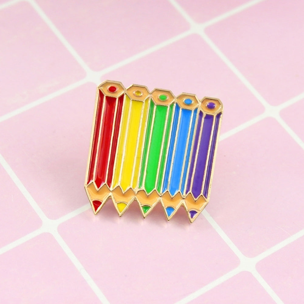 Cartoon Multicolored Pencils Badge Collar Lapel Brooch Pin Jewelry Decor Gift Image 7