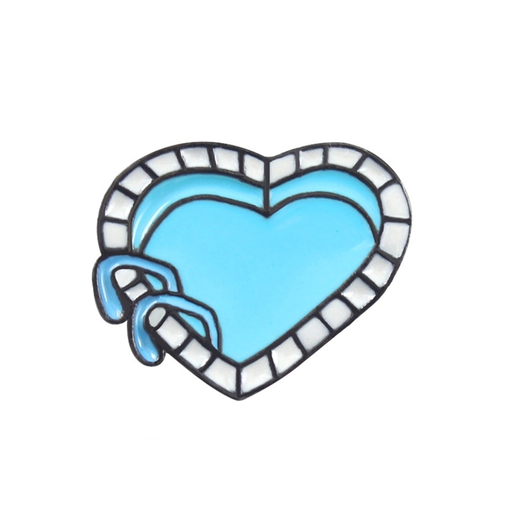 Cartoon Enamel Love Heart Swimming Pool Badge Collar Lapel Brooch Pin Jewelry Image 9