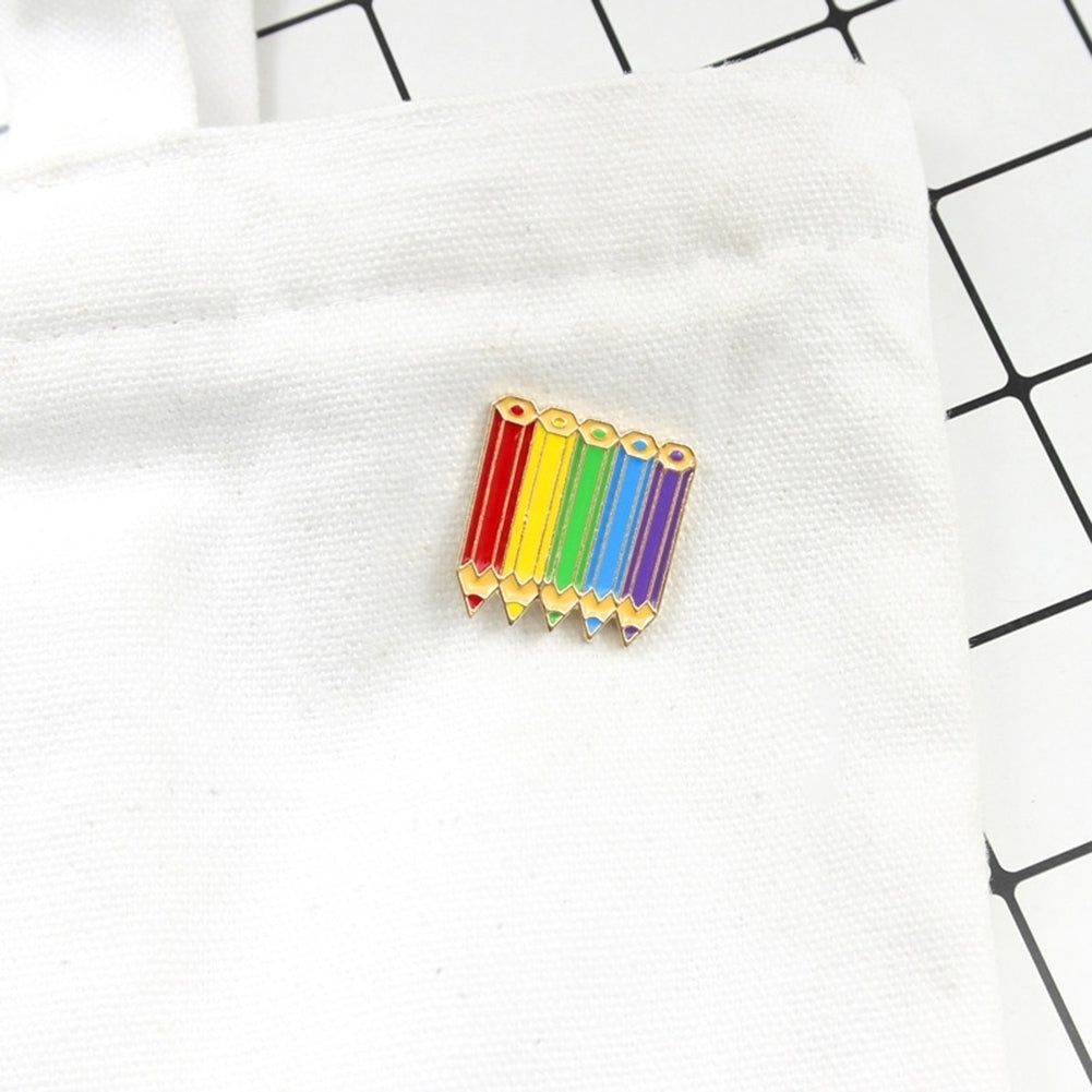 Cartoon Multicolored Pencils Badge Collar Lapel Brooch Pin Jewelry Decor Gift Image 9