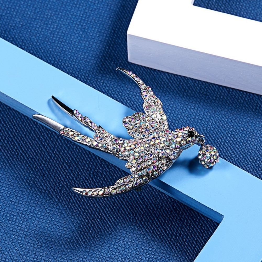 Fashion Women Rhinestone Swallow Bird Collar Brooch Pin Lapel Clothes Jewelry Image 4