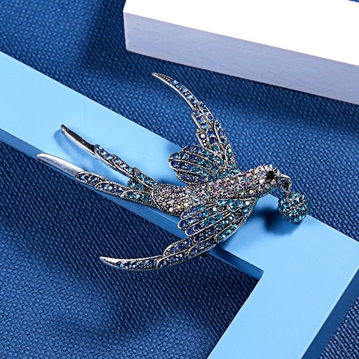 Fashion Women Rhinestone Swallow Bird Collar Brooch Pin Lapel Clothes Jewelry Image 4