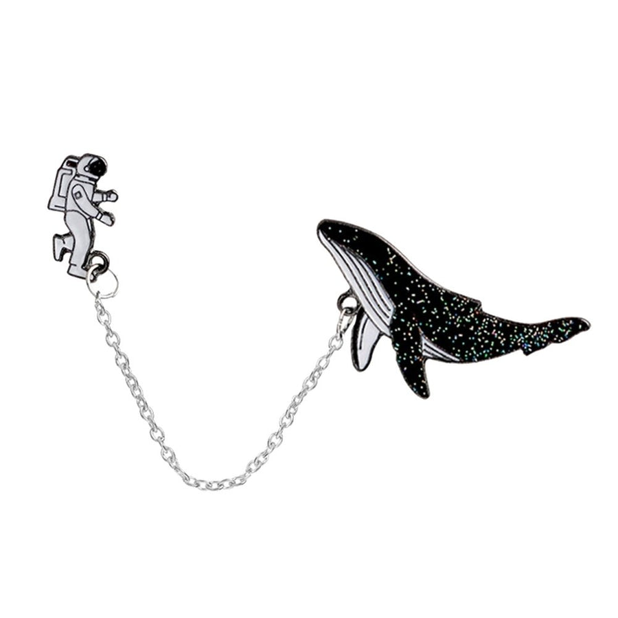 Unisex Astronaut Whale Enamel Badge Lapel Brooch Pin Clothing Collar Jewelry Image 1