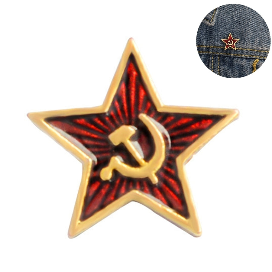 Unisex Star Hammer Sickle Communism Symbol Enamel Brooch Pin Lapel Collar Badge Image 1