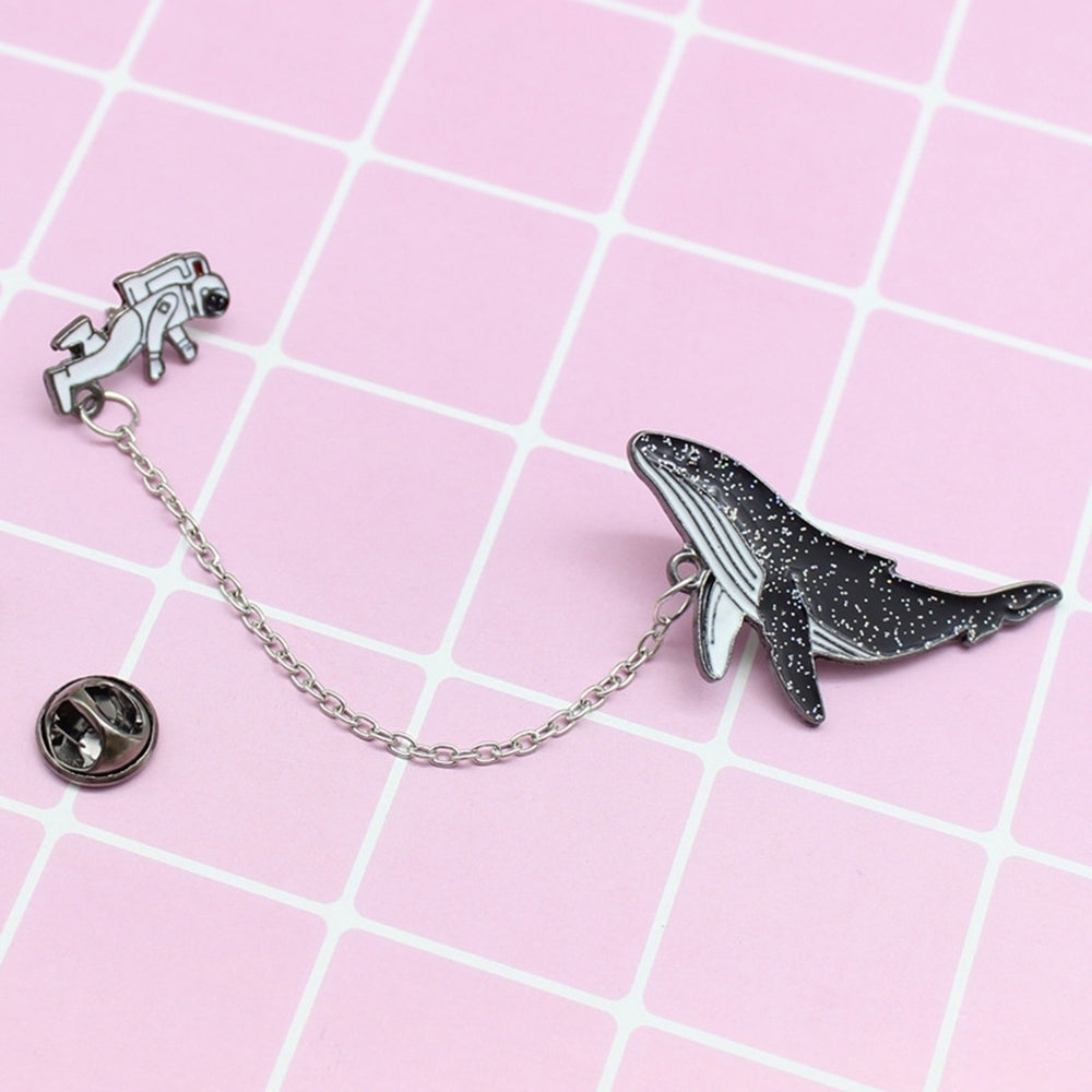 Unisex Astronaut Whale Enamel Badge Lapel Brooch Pin Clothing Collar Jewelry Image 2