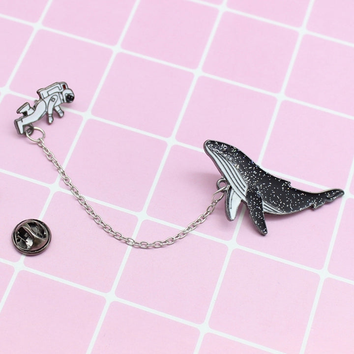 Unisex Astronaut Whale Enamel Badge Lapel Brooch Pin Clothing Collar Jewelry Image 2