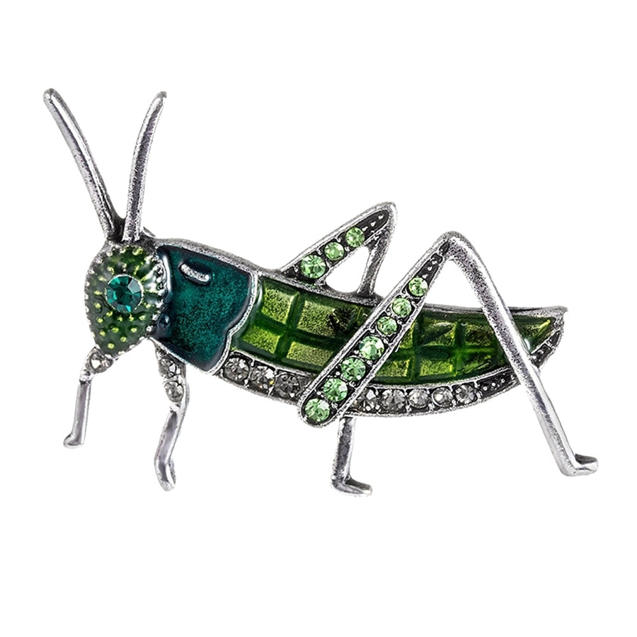 Women Locust Grasshopper Rhinestone Inlaid Insect Brooch Pin Bag Jacket Decor Image 1