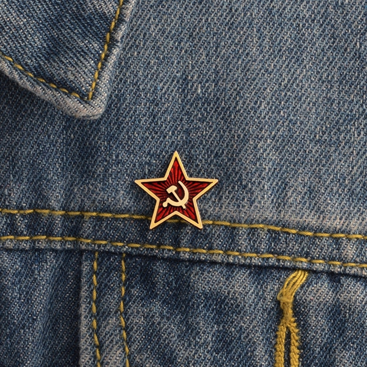 Unisex Star Hammer Sickle Communism Symbol Enamel Brooch Pin Lapel Collar Badge Image 2