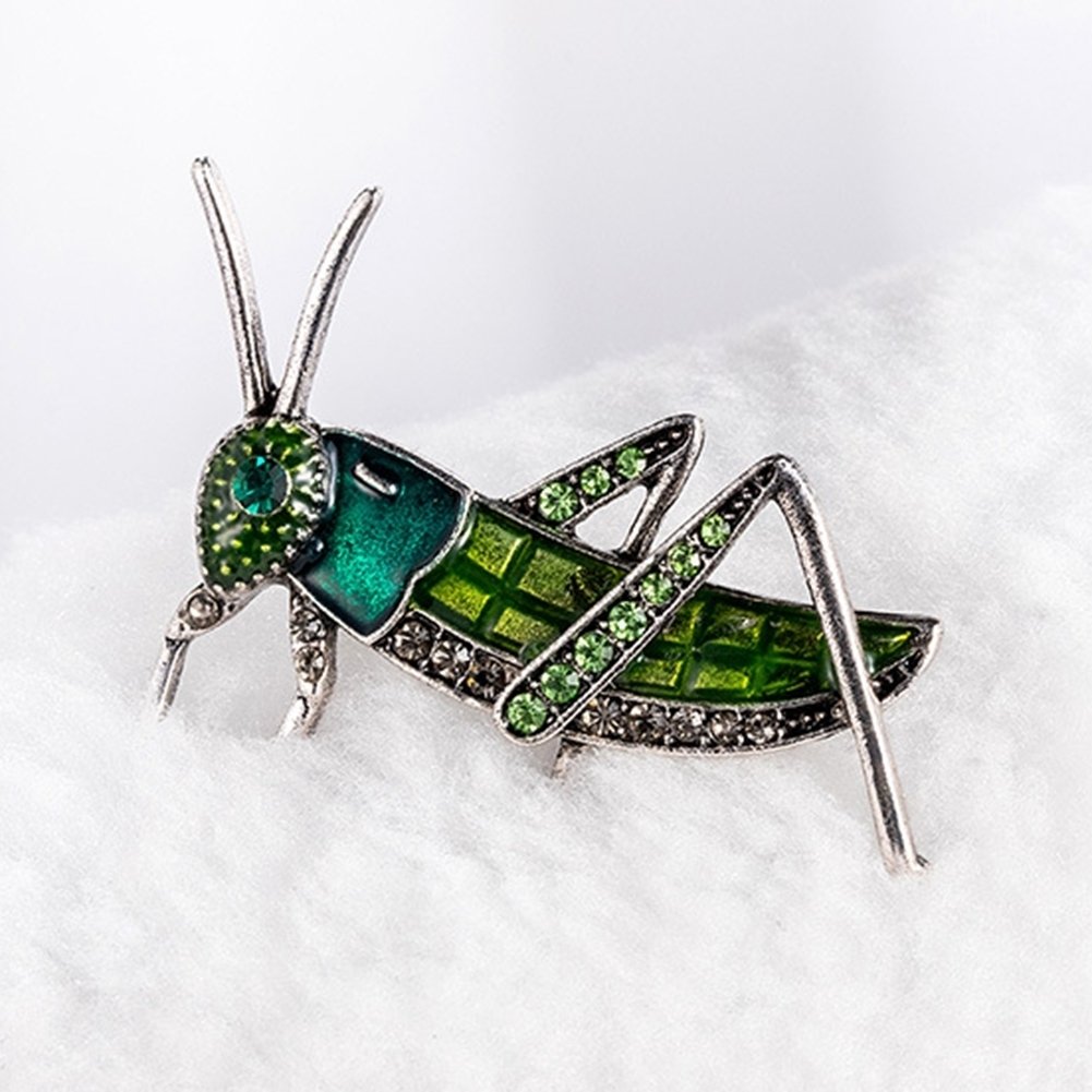 Women Locust Grasshopper Rhinestone Inlaid Insect Brooch Pin Bag Jacket Decor Image 3