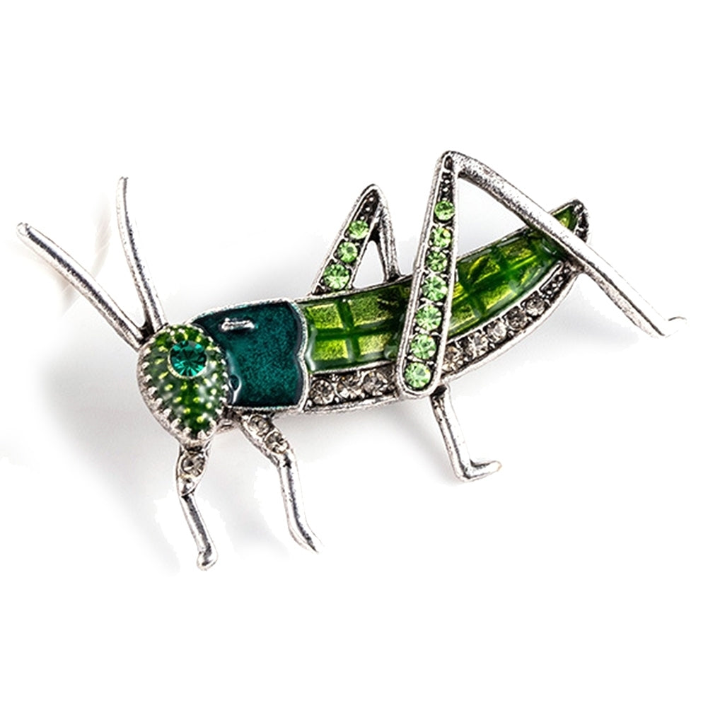 Women Locust Grasshopper Rhinestone Inlaid Insect Brooch Pin Bag Jacket Decor Image 4