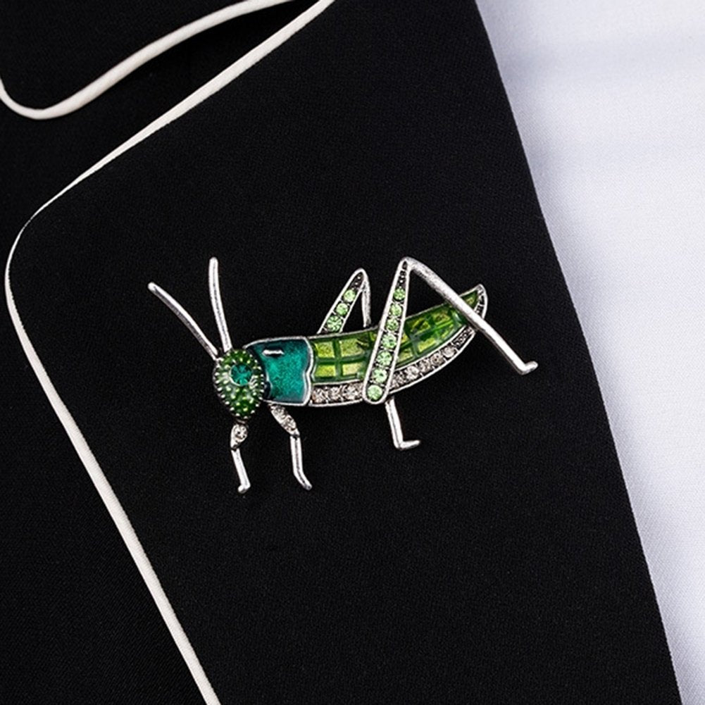 Women Locust Grasshopper Rhinestone Inlaid Insect Brooch Pin Bag Jacket Decor Image 6