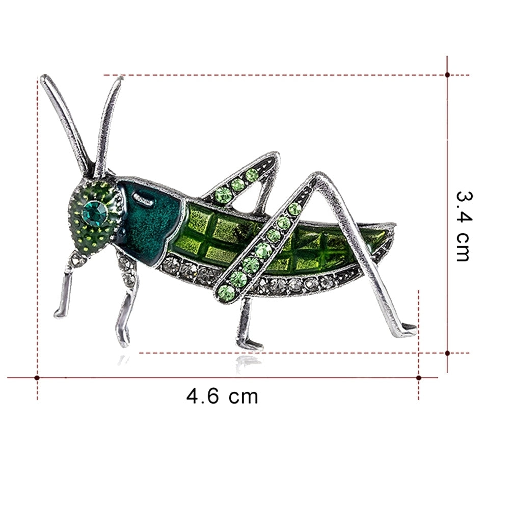 Women Locust Grasshopper Rhinestone Inlaid Insect Brooch Pin Bag Jacket Decor Image 7