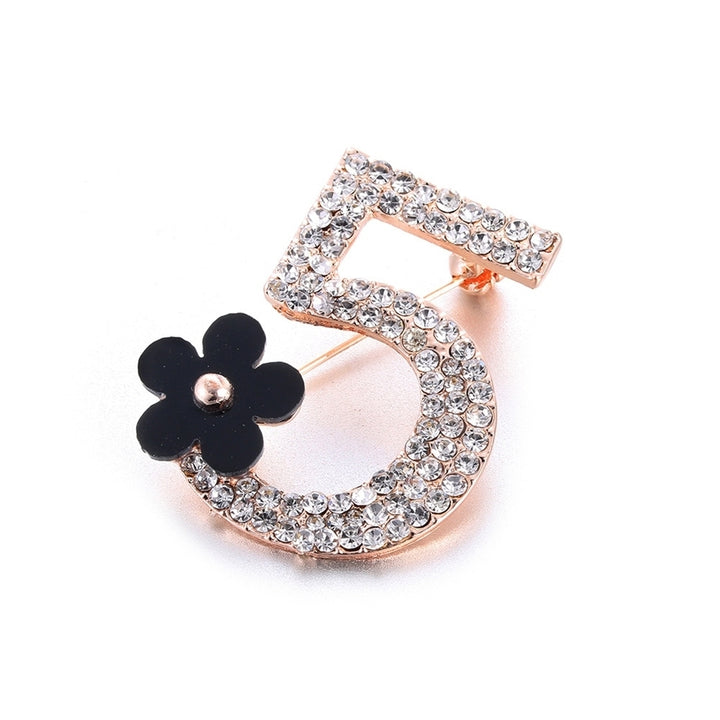 Women Fashion Number 5 Flower Rhinestone Brooch Pin Clothes Badge Jewelry Gift Image 12