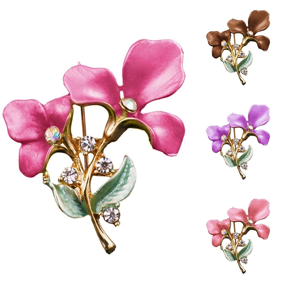 Elegant Women Flower Rhinestone Inlaid Brooch Pin Hat Lapel Shirt Dress Badge Image 1