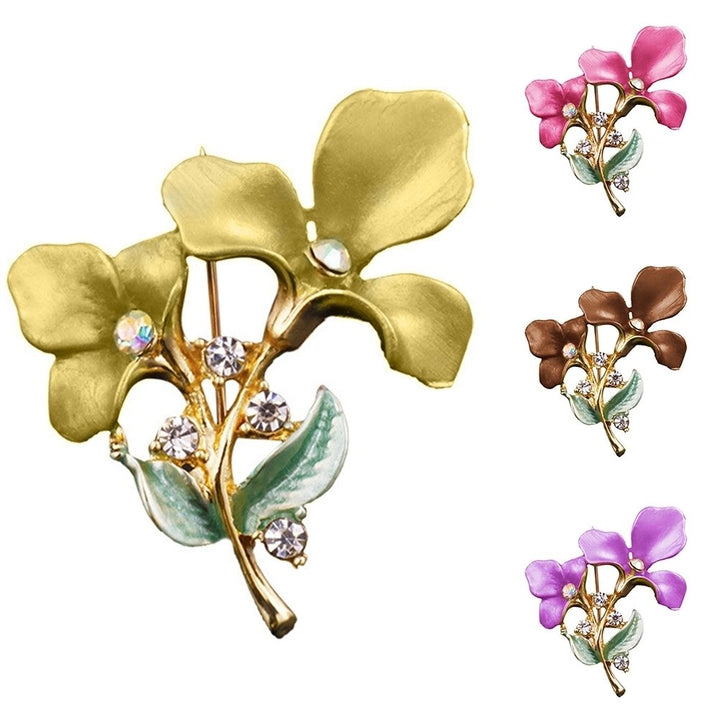 Elegant Women Flower Rhinestone Inlaid Brooch Pin Hat Lapel Shirt Dress Badge Image 7