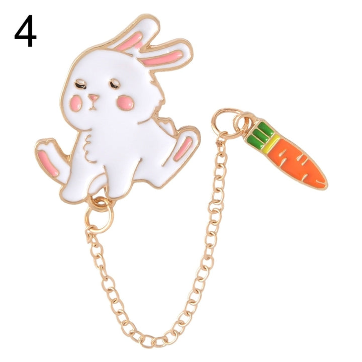 Women Cute Rabbit Carrot Heart Book Ruler Denim Jacket Collar Chain Brooch Pin Image 2