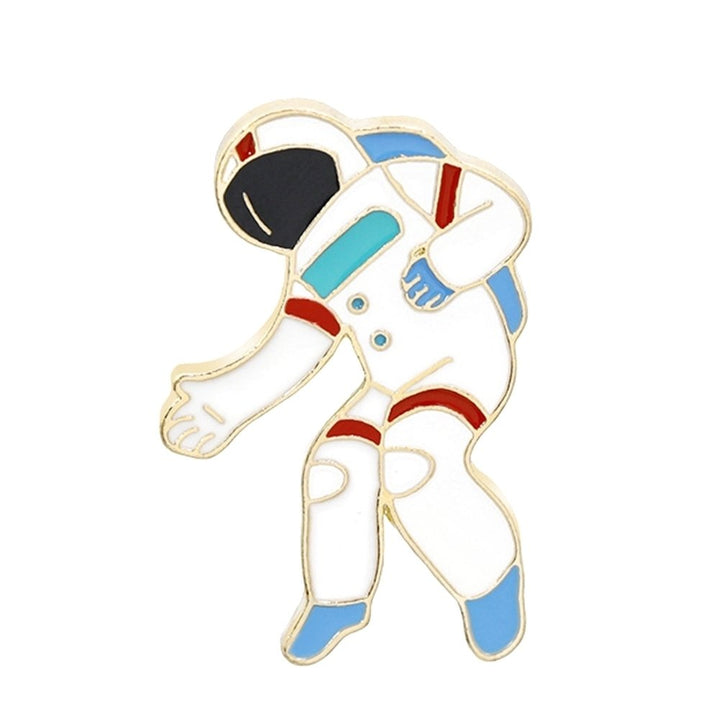 Cartoon Rocket Planet Astronaut Brooch Pin Tassel Chain Collar Lapel Jewelry Image 1