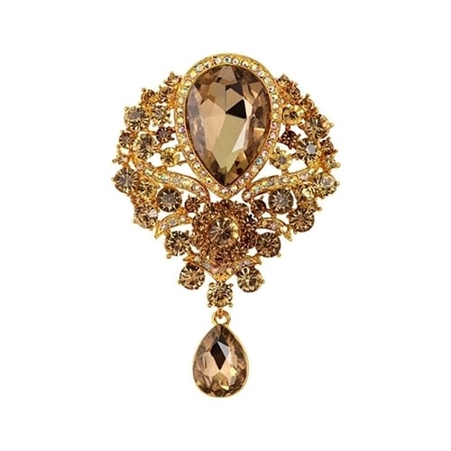 Womens Fashion Luxury Tear Drop Pendant Rhinestone Wedding Cocktail Brooch Pin Image 4