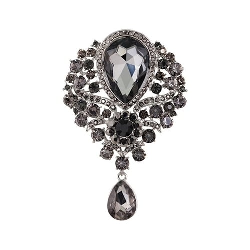 Womens Fashion Luxury Tear Drop Pendant Rhinestone Wedding Cocktail Brooch Pin Image 1