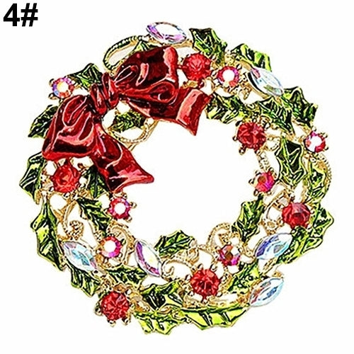 Wedding Party Christmas Lovely Gift Jewelry Rhinestone Enamel Alloy Brooch Pin Image 4