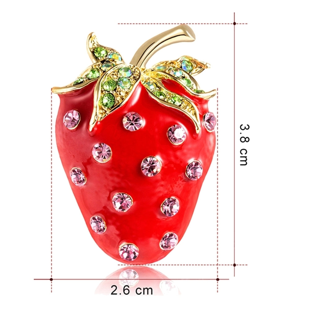 Cute Strawberry Shape Rhinestone Inlaid Brooch Pin Women Backpack Jacket Decor Image 7