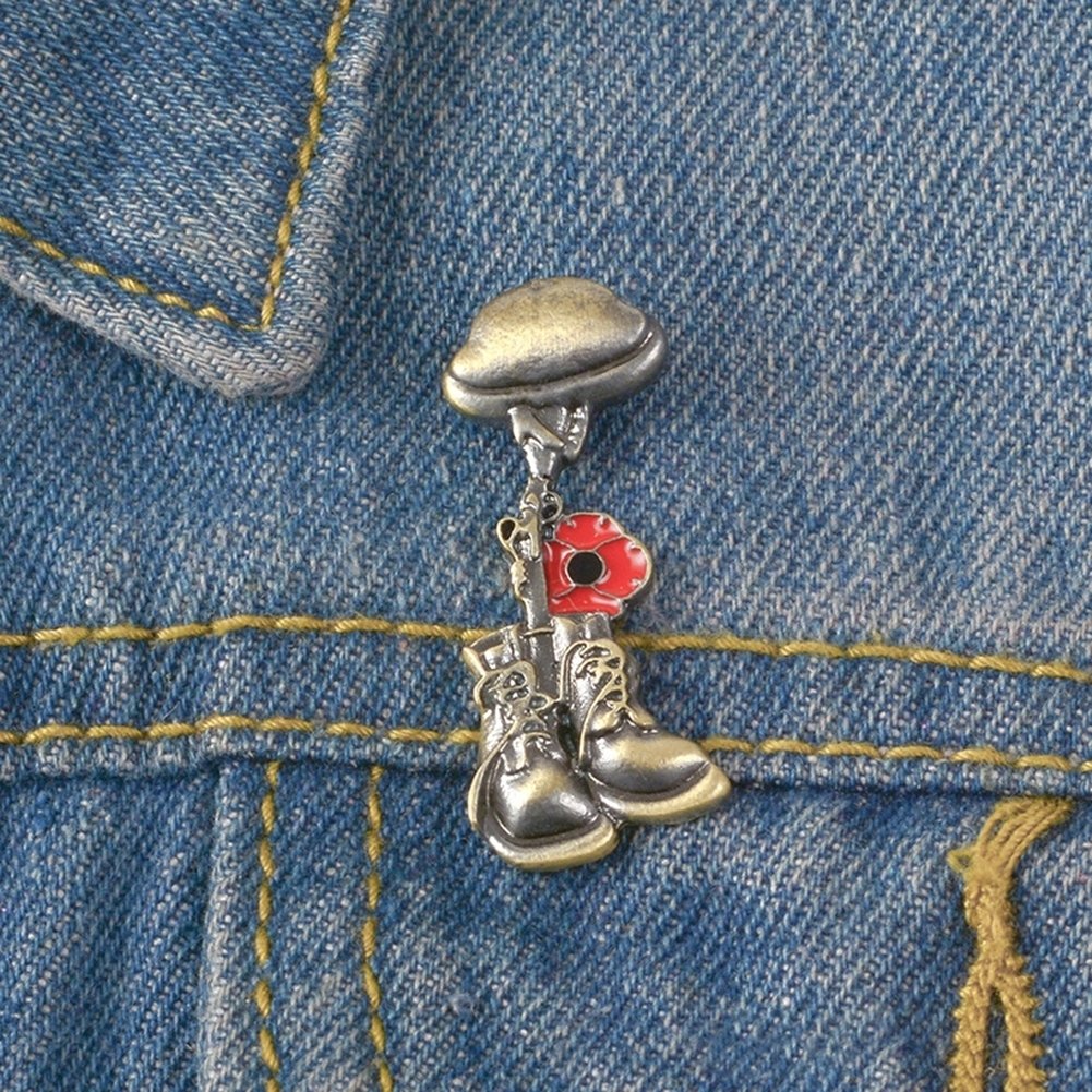 Remembrance Soldier Veteran Helmet Boot Enamel Brooch Pin Shirt Jacket Badge Image 2