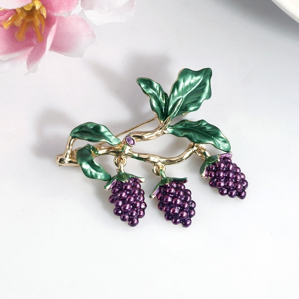 Creative Women Grape Enamel Lapel Brooch Pin Suit Dress Sweater Scarf Jewelry Image 2