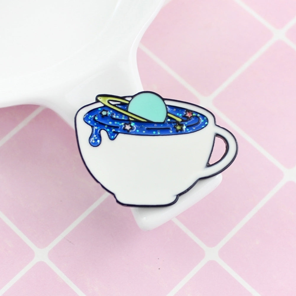 Creative Unisex Space Coffee Cup Enamel Brooch Pin Bag Cap Jacket Badge Jewelry Image 4