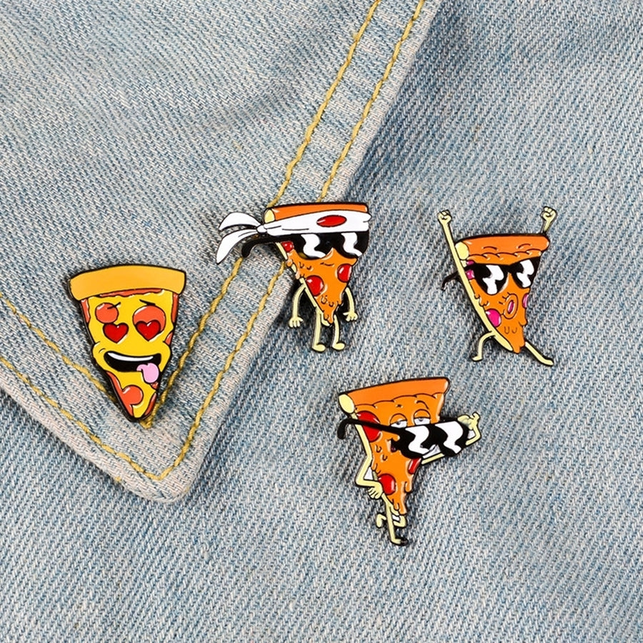 Funny Cartoon Pizza Enamel Brooch Pin Bag Shirt Collar Lapel Badge Jewelry Gift Image 1