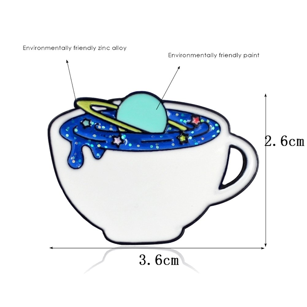 Creative Unisex Space Coffee Cup Enamel Brooch Pin Bag Cap Jacket Badge Jewelry Image 9