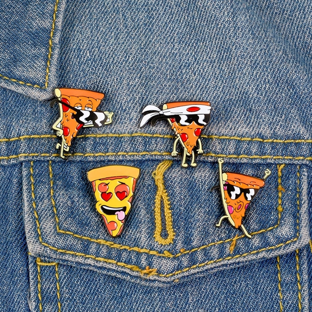 Funny Cartoon Pizza Enamel Brooch Pin Bag Shirt Collar Lapel Badge Jewelry Gift Image 2