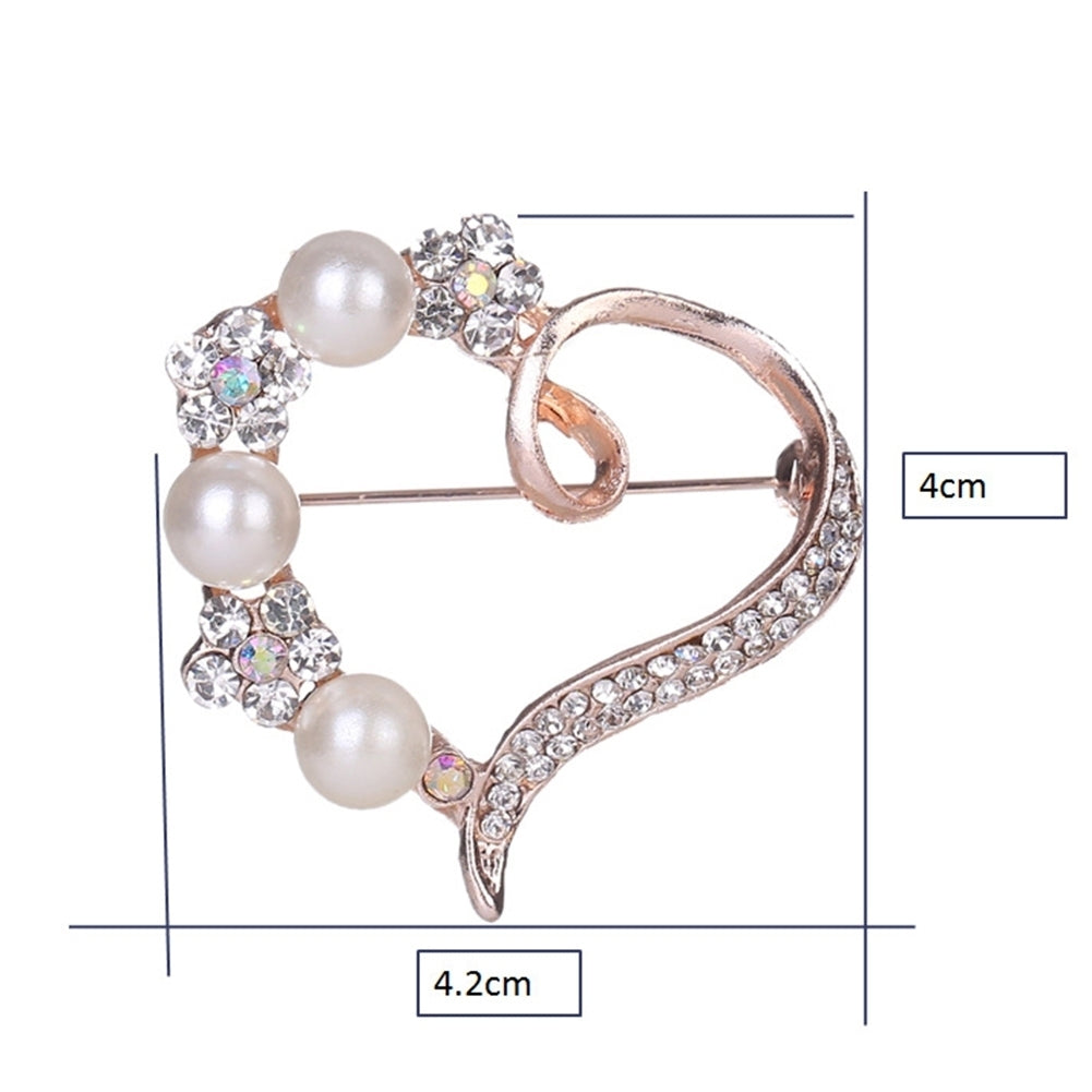 Gorgeous Women Faux Pearl Rhinestone Inlay Peach Heart Brooch Pin Shirt Badge Image 11