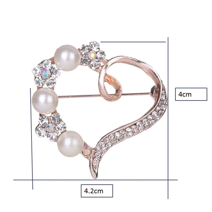 Gorgeous Women Faux Pearl Rhinestone Inlay Peach Heart Brooch Pin Shirt Badge Image 11