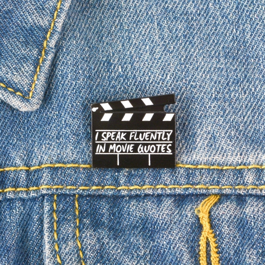 Creative Movie Clapboard Enamel Brooch Pin Unisex Denim Jacket Collar Badge Image 1