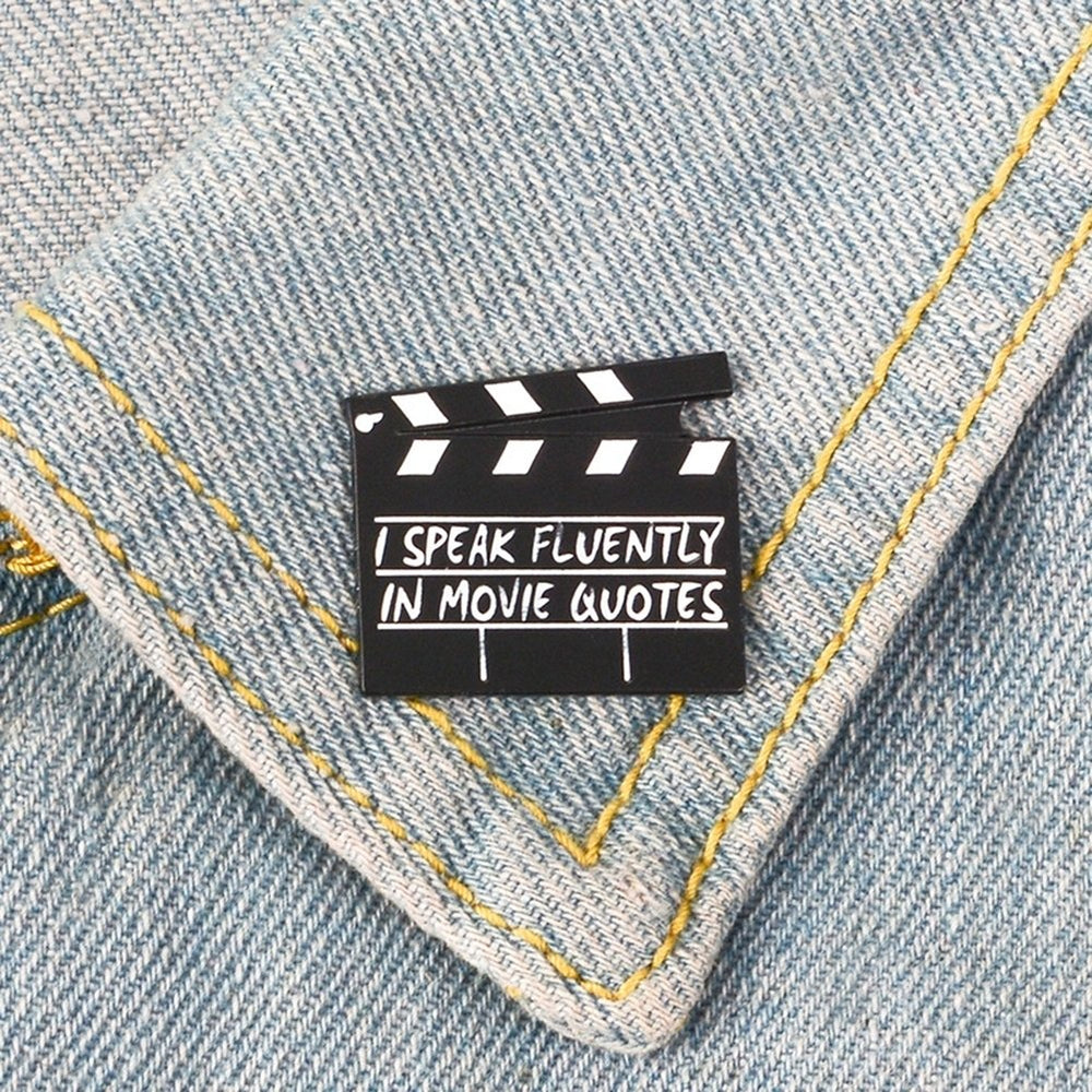 Creative Movie Clapboard Enamel Brooch Pin Unisex Denim Jacket Collar Badge Image 2