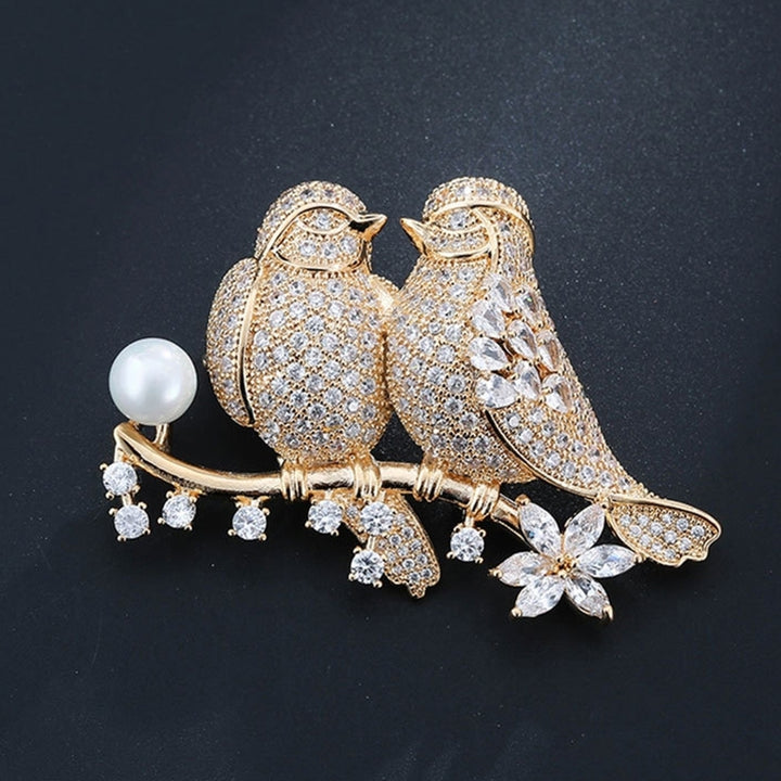 Wedding Lover Birds Tassel Rhinestone Brooch Pin Women Denim Jacket Collar Badge Image 3