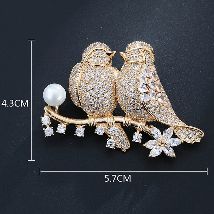 Wedding Lover Birds Tassel Rhinestone Brooch Pin Women Denim Jacket Collar Badge Image 6