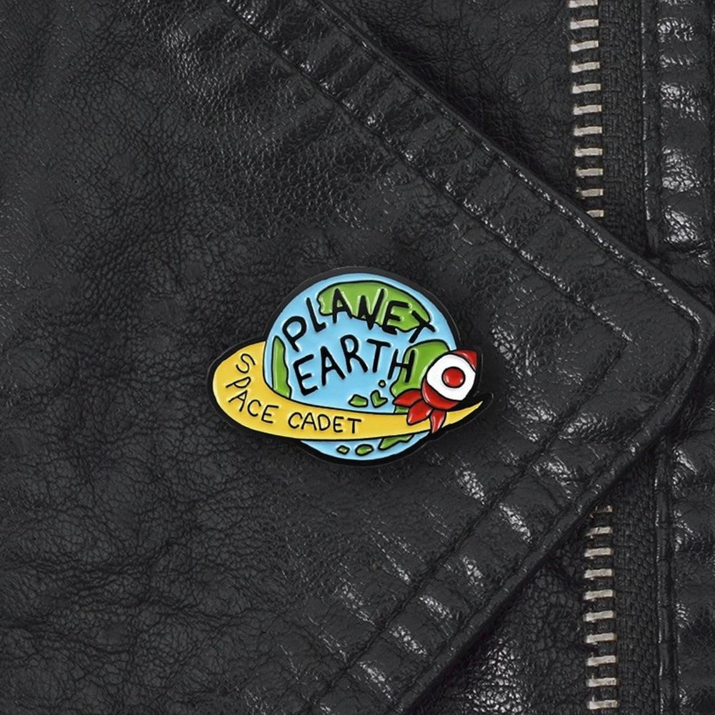 Cartoon Planet Space Cadet Brooch Pin Unisex Denim Jacket Collar Backpack Badge Image 1